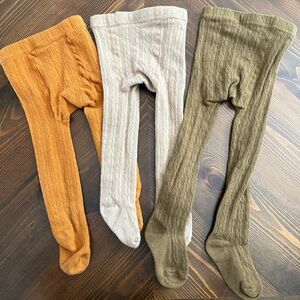 little stocking co Cable Knit Tights 6-12 M (bundle of 3)